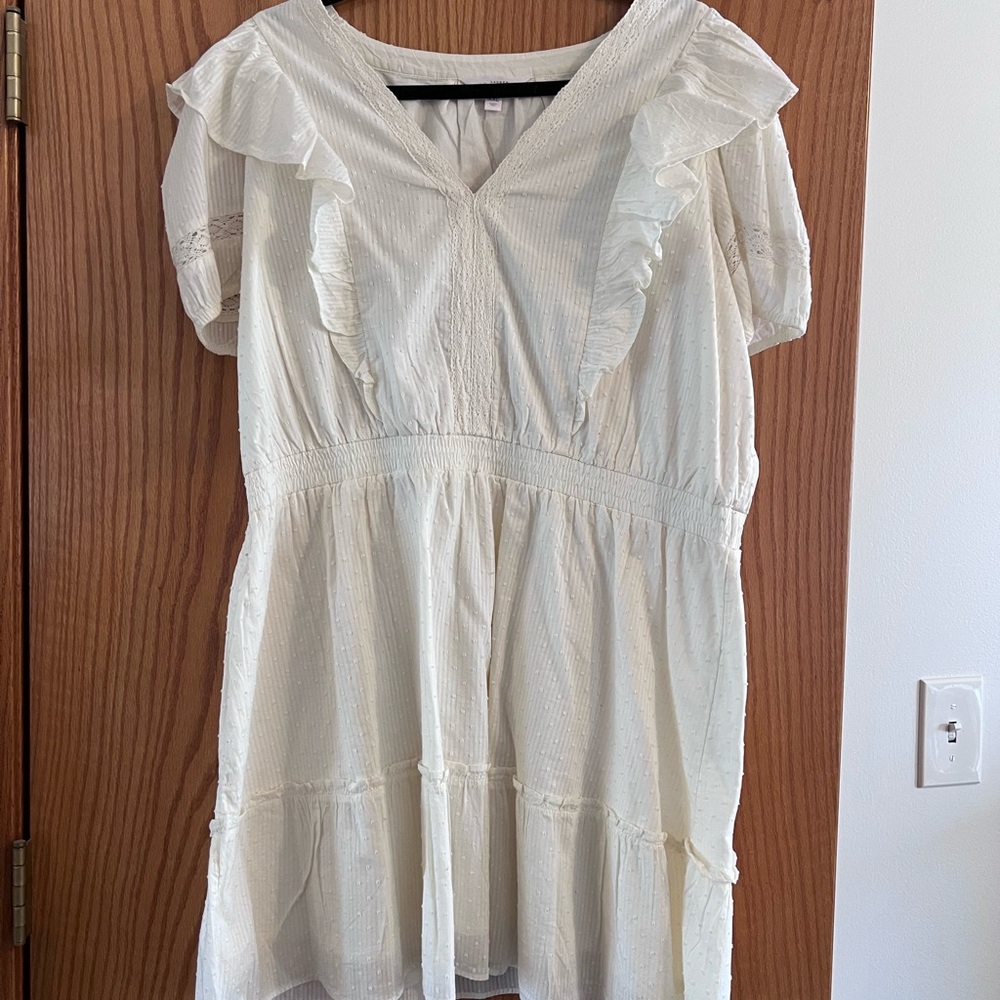 Lauren Conrad White Ruffled Dress